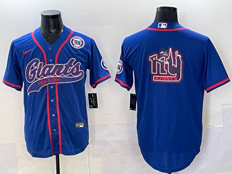 Men 2025 New York Giants Blank Blue Joint Name Nike Limited NFL Jersey style 07